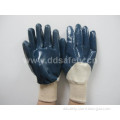 Knitted Wrist Blue Nitrile Coated Working Gloves (DCN306)